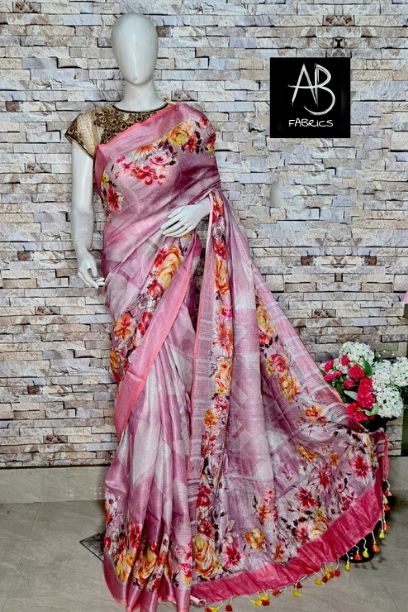 Digital Printed Linen Saree DPL10