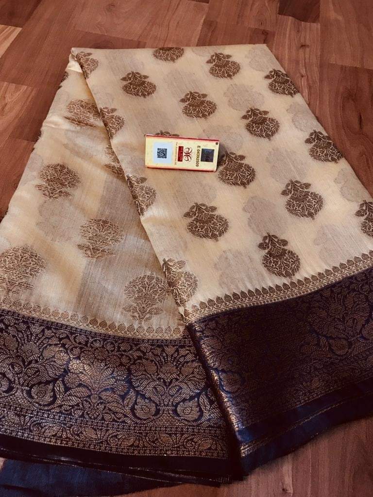 Pure Tussar Munga Banarasi Silk Saree TMS34