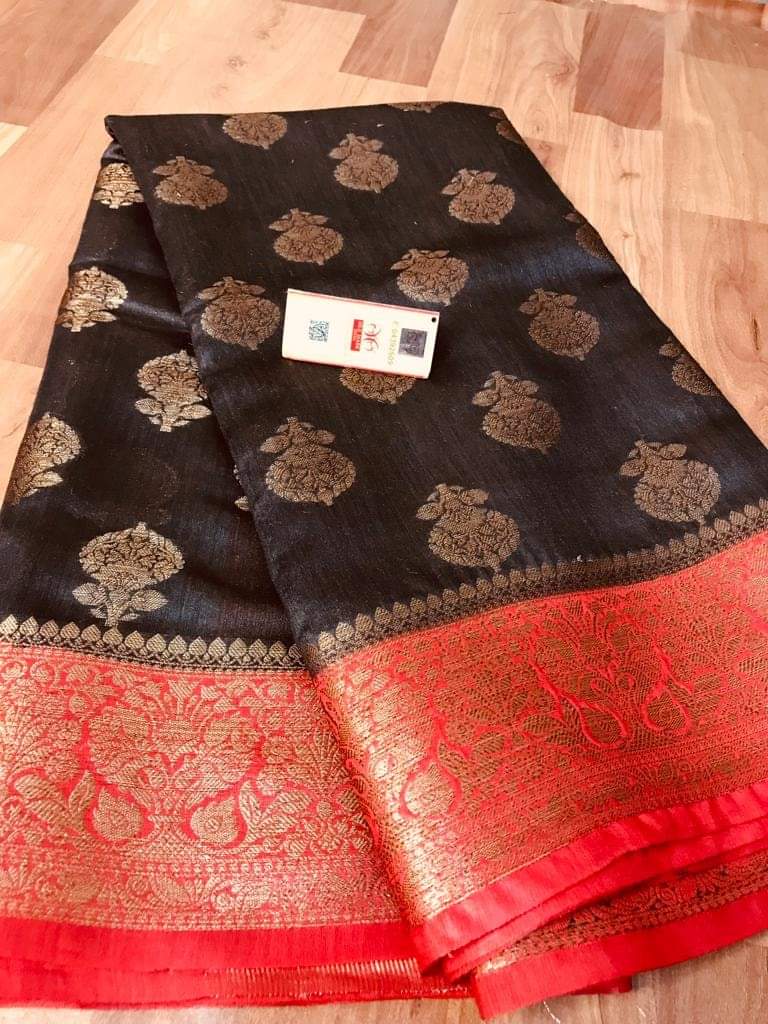 Pure Tussar Munga Banarasi Silk Saree TMS36