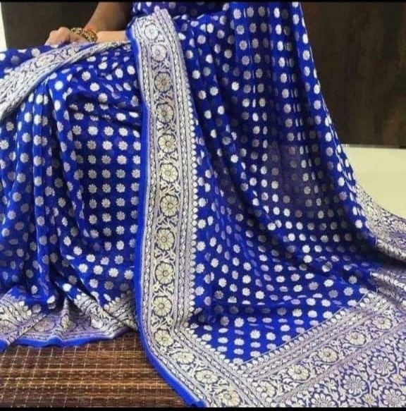 Party Wear Semi Georgette Banarasi Silk Saree PWS12