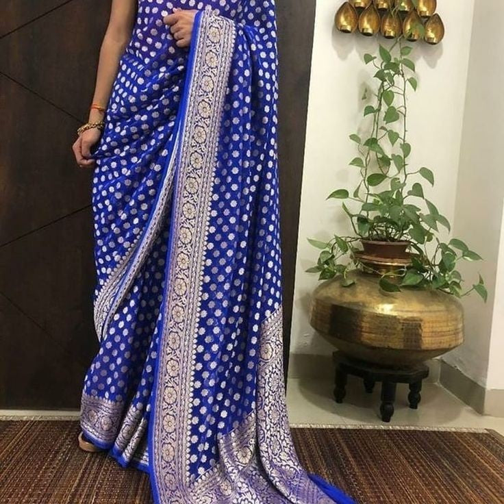 Party Wear Semi Georgette Banarasi Silk Saree PWS12