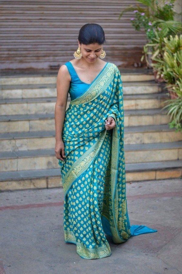 Party Wear Semi Georgette Banarasi Silk Saree PWS20