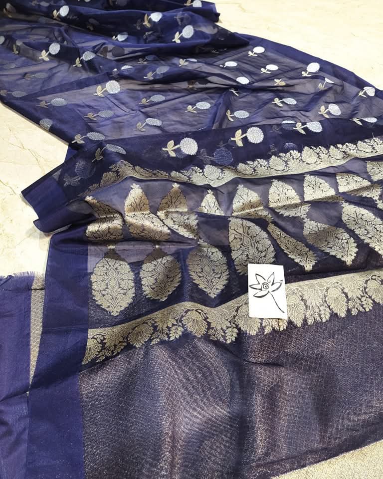 Party Wear Organza Silk Saree With Banarasi Border Saree OSB01