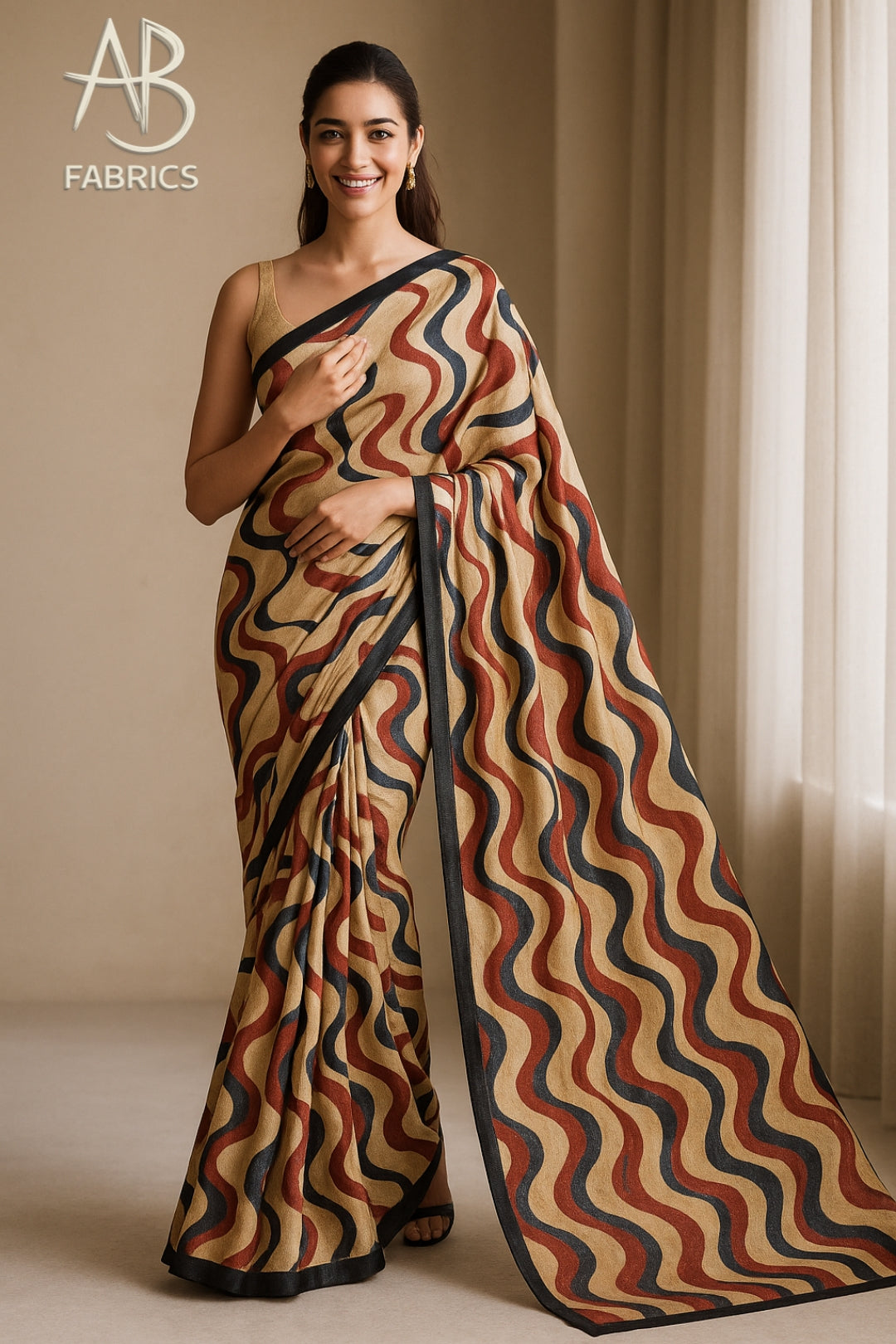 Floral Hand-Printed Pure Tussar Silk Saree FH111