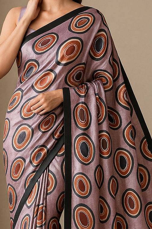 Hand-Printed Pure Tussar Silk Saree FH119