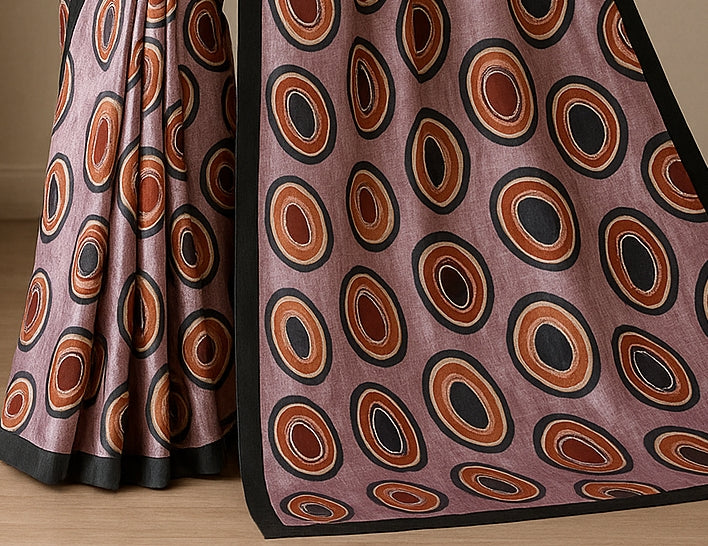 Hand-Printed Pure Tussar Silk Saree FH119