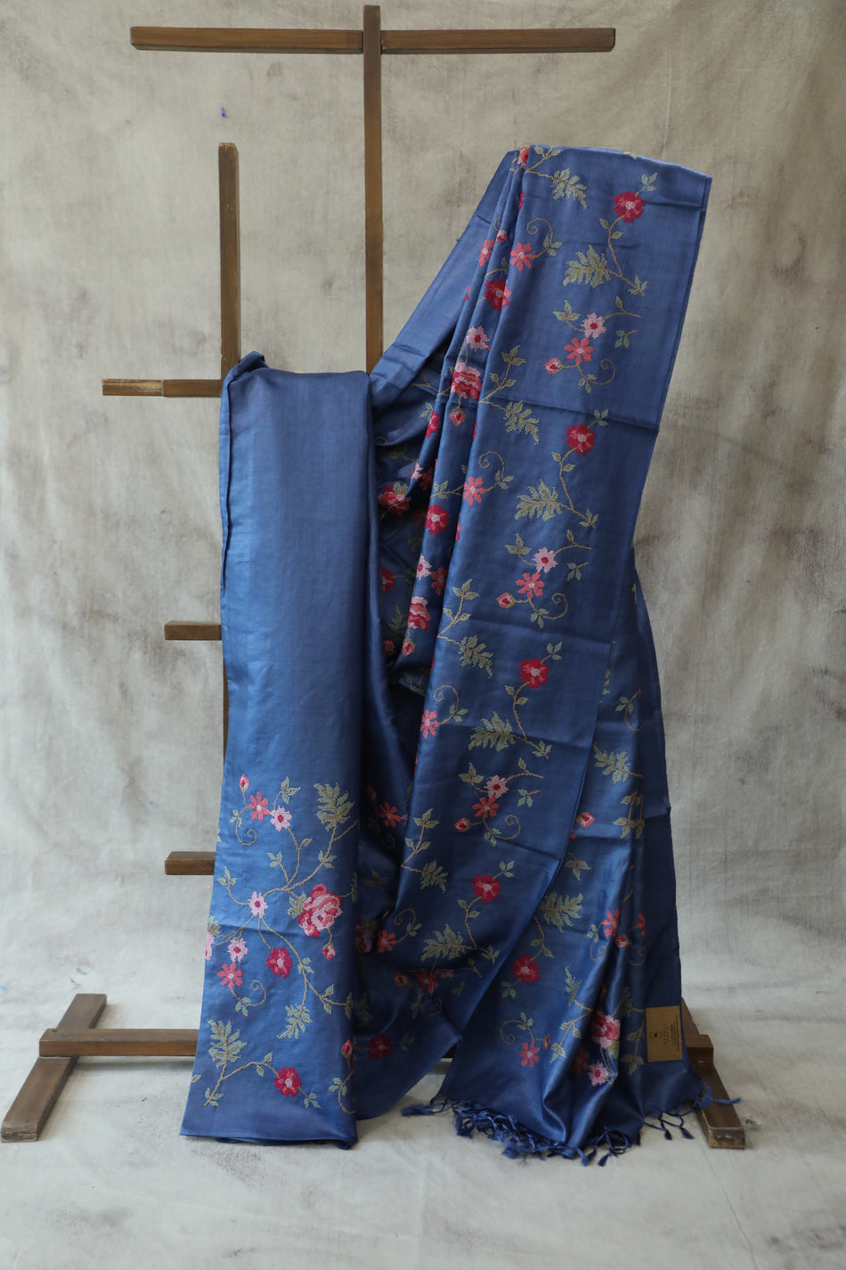 Bhagalpuri Pure Tussar Silk Saree With Beautiful Embroidery Work Saree BSE10