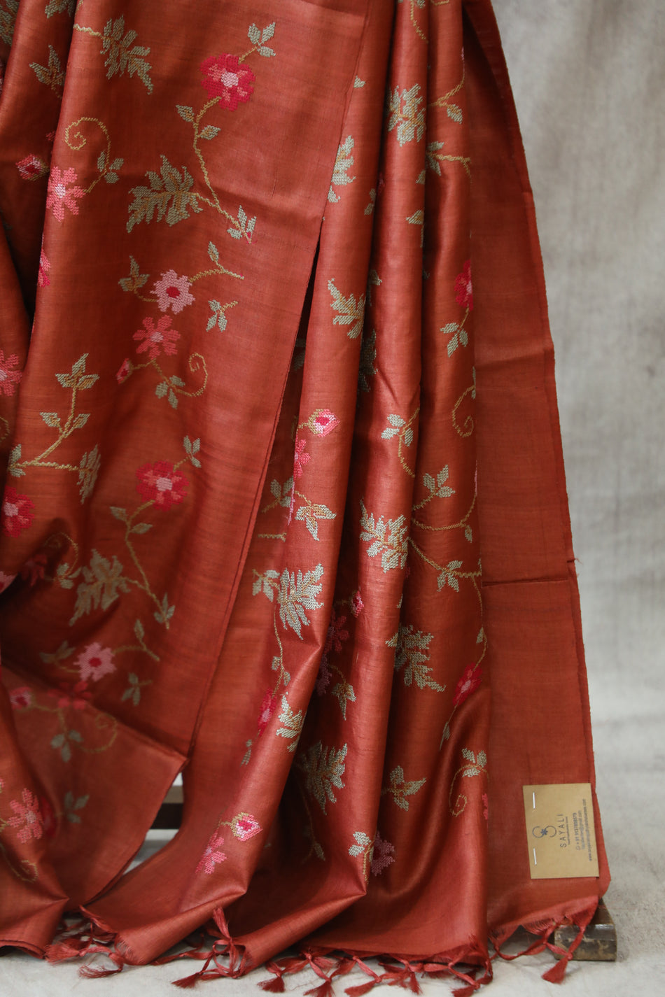Bhagalpuri Pure Tussar Silk Saree With Beautiful Embroidery Work Saree BSE11