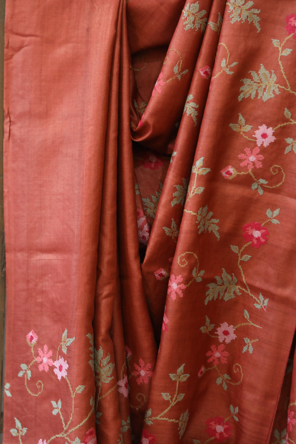 Bhagalpuri Pure Tussar Silk Saree With Beautiful Embroidery Work Saree BSE11