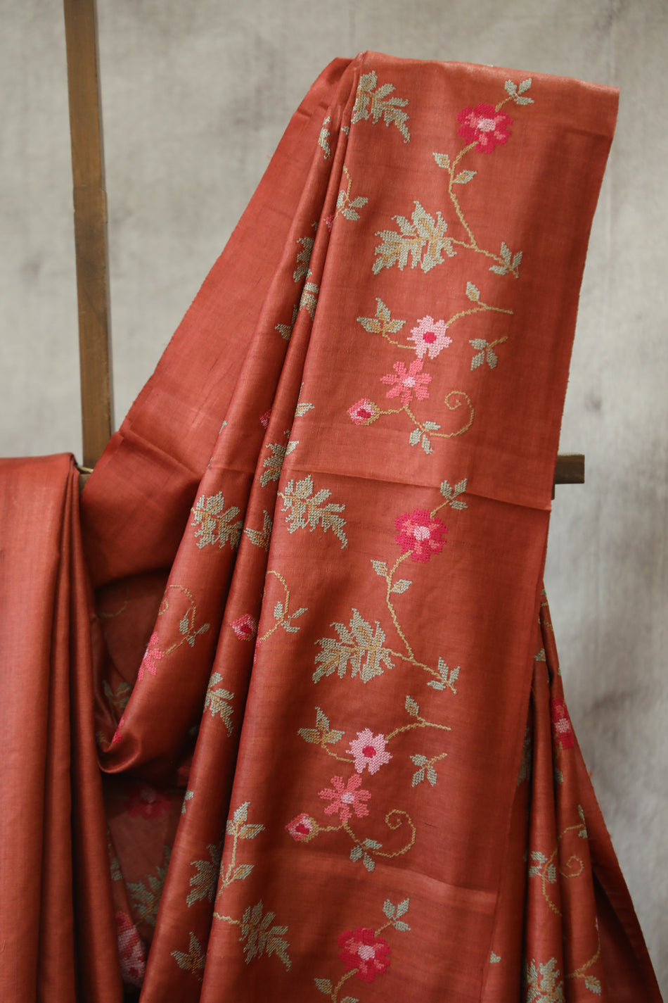 Bhagalpuri Pure Tussar Silk Saree With Beautiful Embroidery Work Saree BSE11