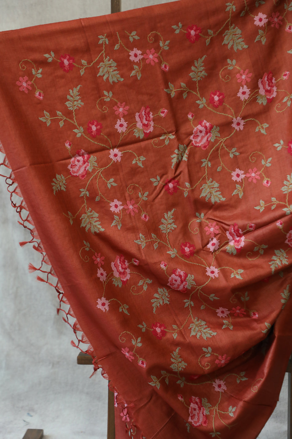 Bhagalpuri Pure Tussar Silk Saree With Beautiful Embroidery Work Saree BSE11