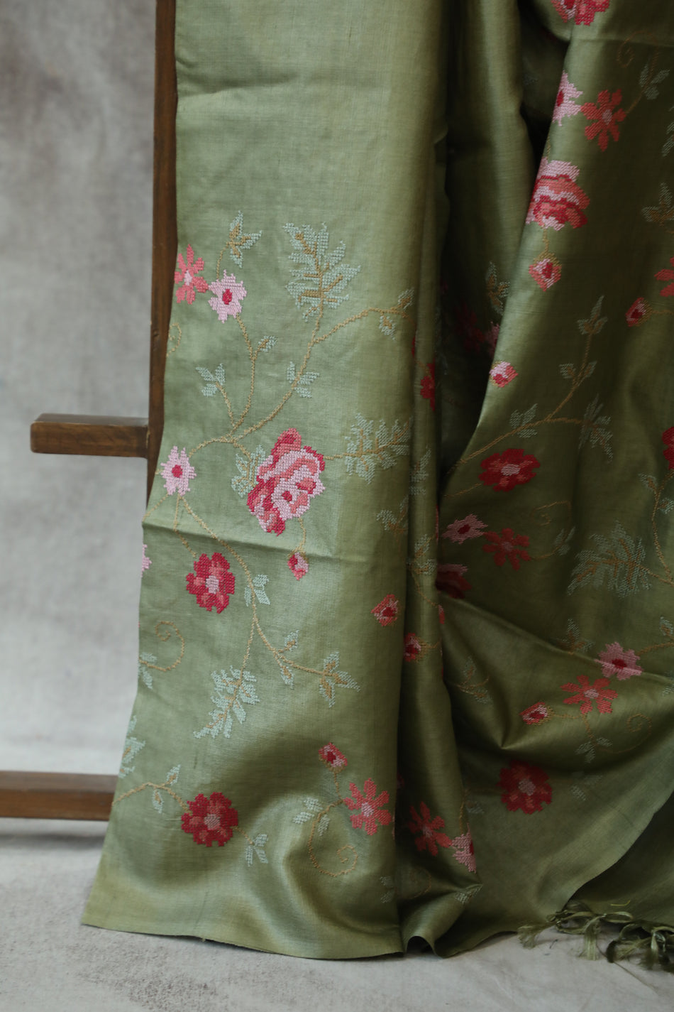Bhagalpuri Pure Tussar Silk Saree With Beautiful Embroidery Work Saree BSE12