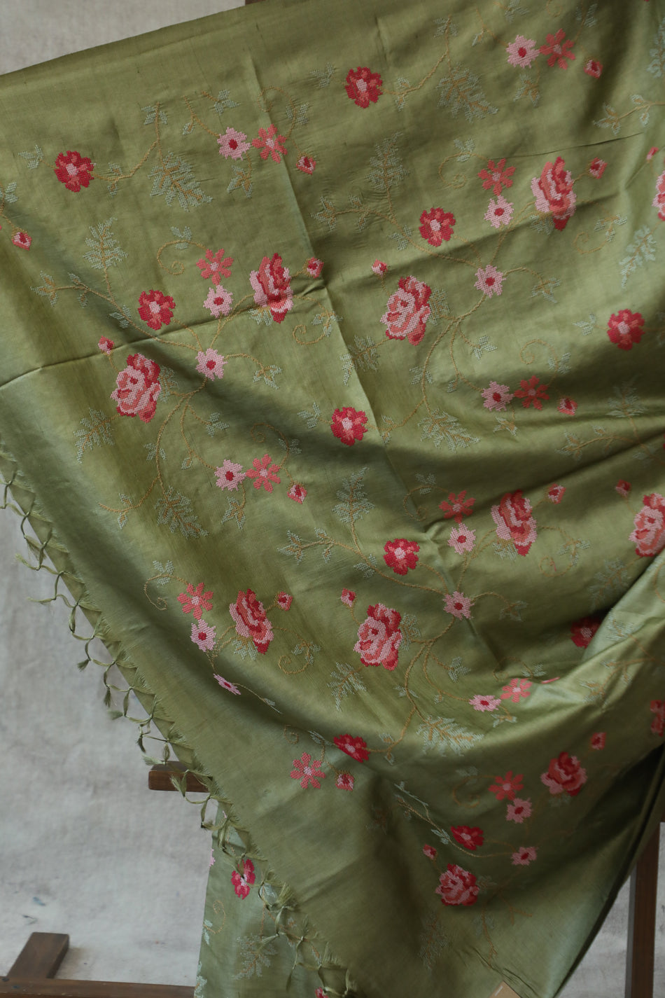 Bhagalpuri Pure Tussar Silk Saree With Beautiful Embroidery Work Saree BSE12