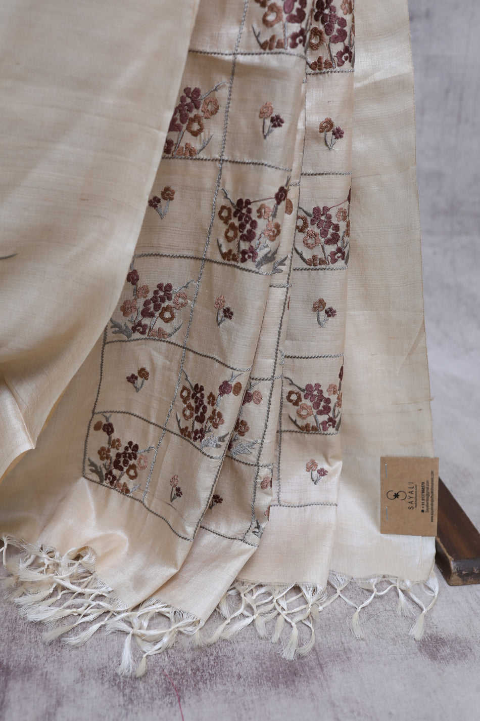 Bhagalpuri Pure Tussar Silk Saree With Beautiful Embroidery Work Saree BSE02