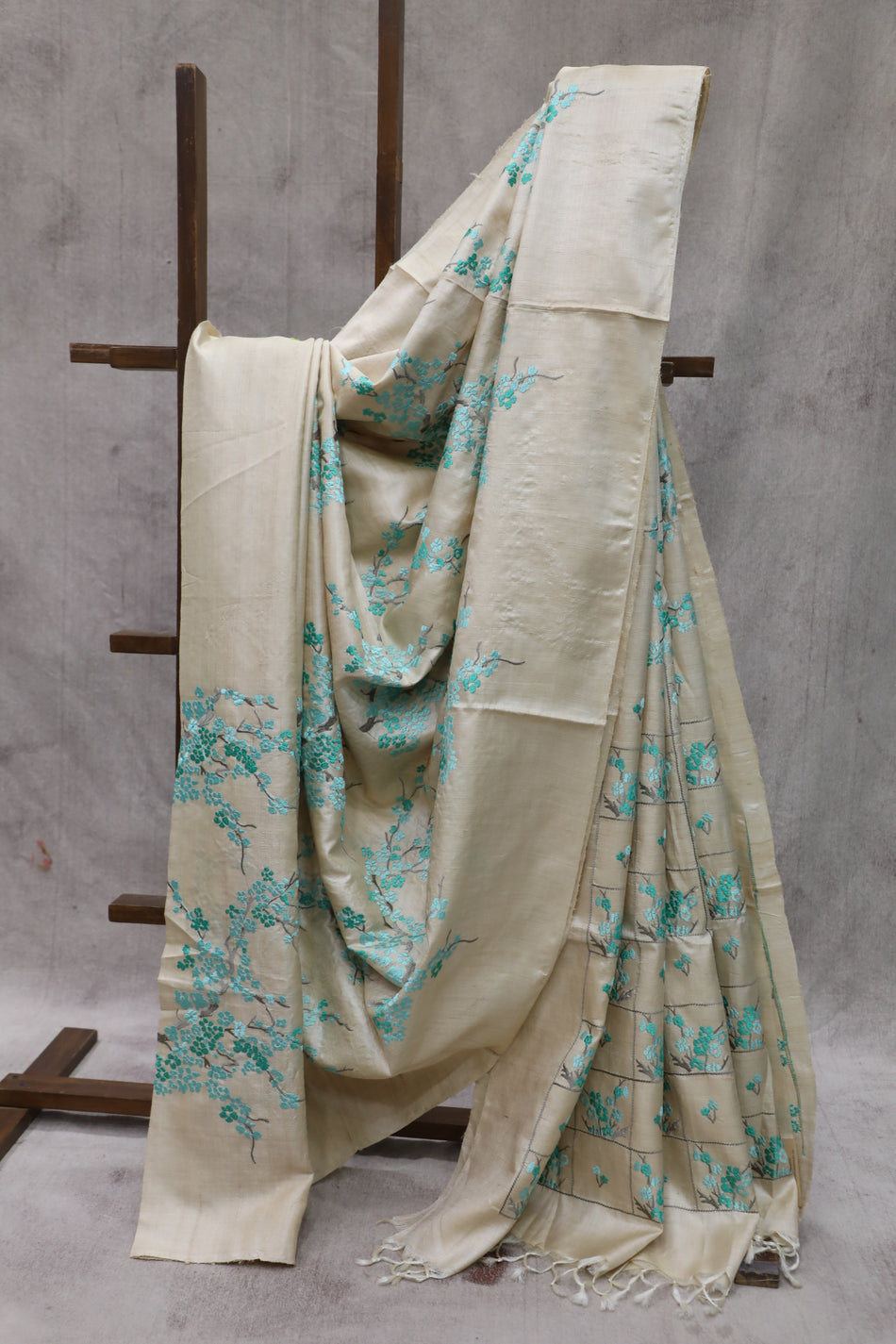 Bhagalpuri Pure Tussar Silk Saree With Beautiful Embroidery Work Saree BSE03