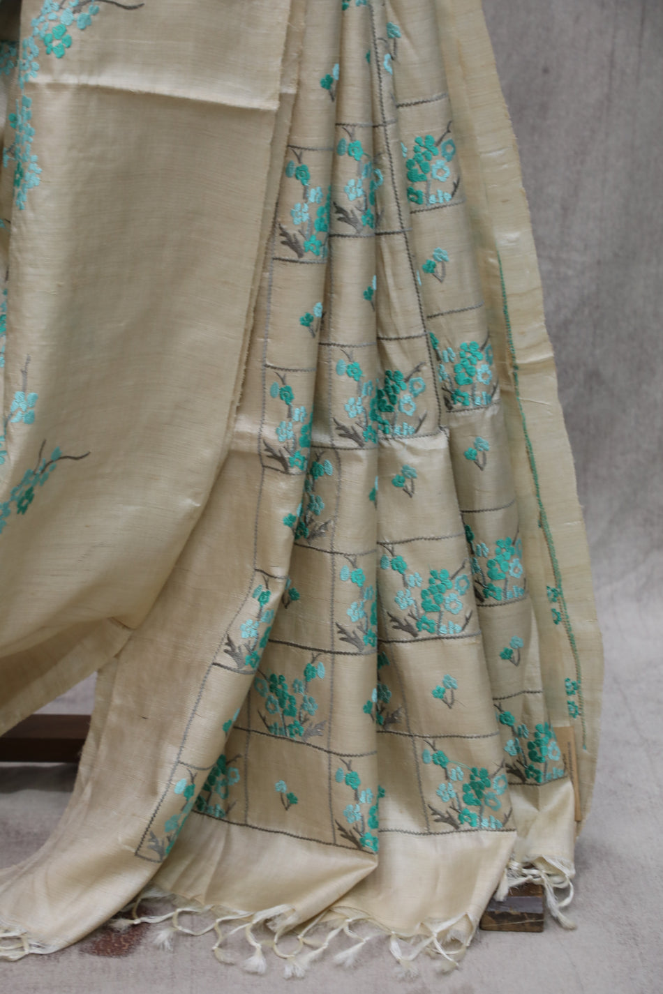 Bhagalpuri Pure Tussar Silk Saree With Beautiful Embroidery Work Saree BSE03