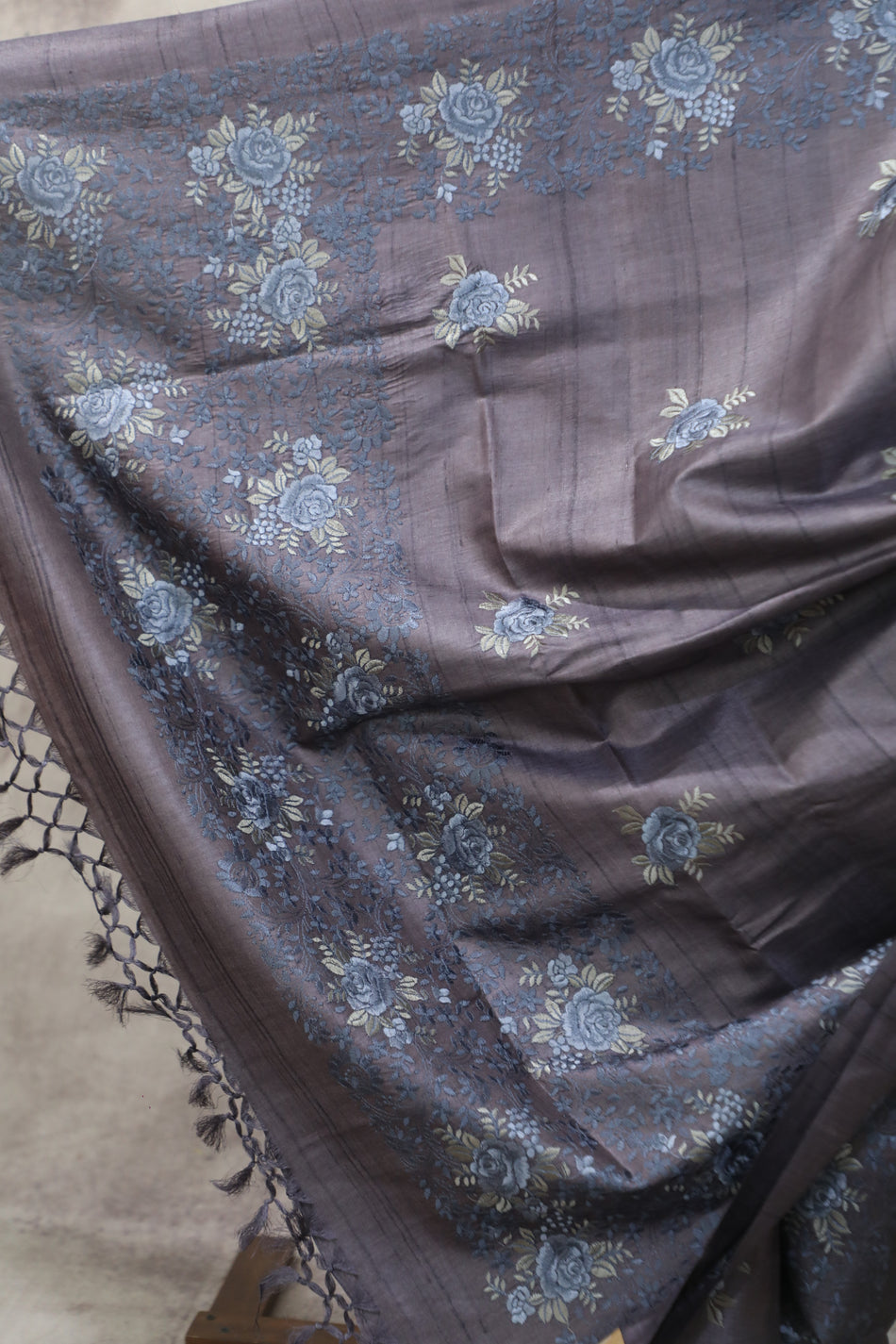 Bhagalpuri Pure Tussar Silk Saree With Beautiful Embroidery Work Saree BSE28