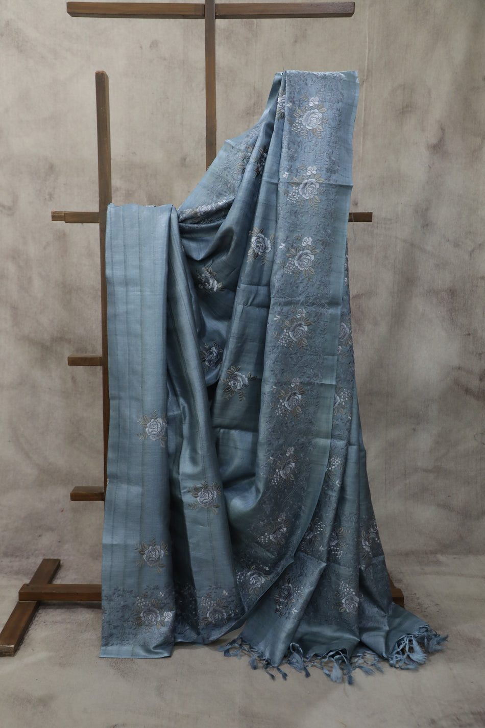 Bhagalpuri Pure Tussar Silk Saree With Beautiful Embroidery Work Saree BSE33