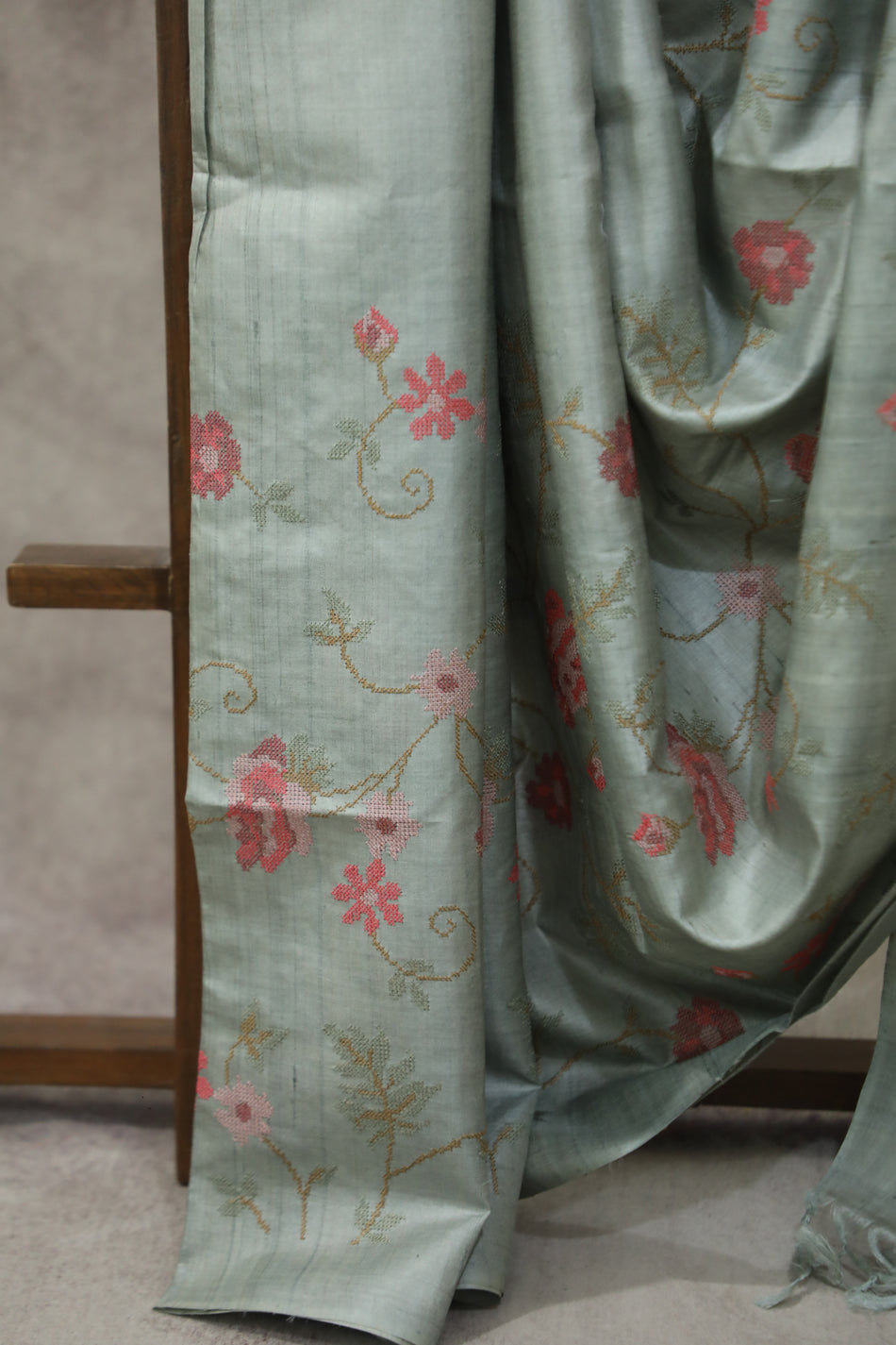 Bhagalpuri Pure Tussar Silk Saree With Beautiful Embroidery Work Saree BSE19