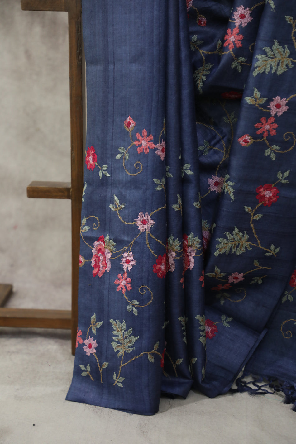 Bhagalpuri Pure Tussar Silk Saree With Beautiful Embroidery Work Saree BSE20