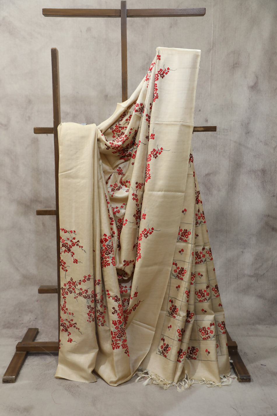 Bhagalpuri Pure Tussar Silk Saree With Beautiful Embroidery Work Saree BSE05