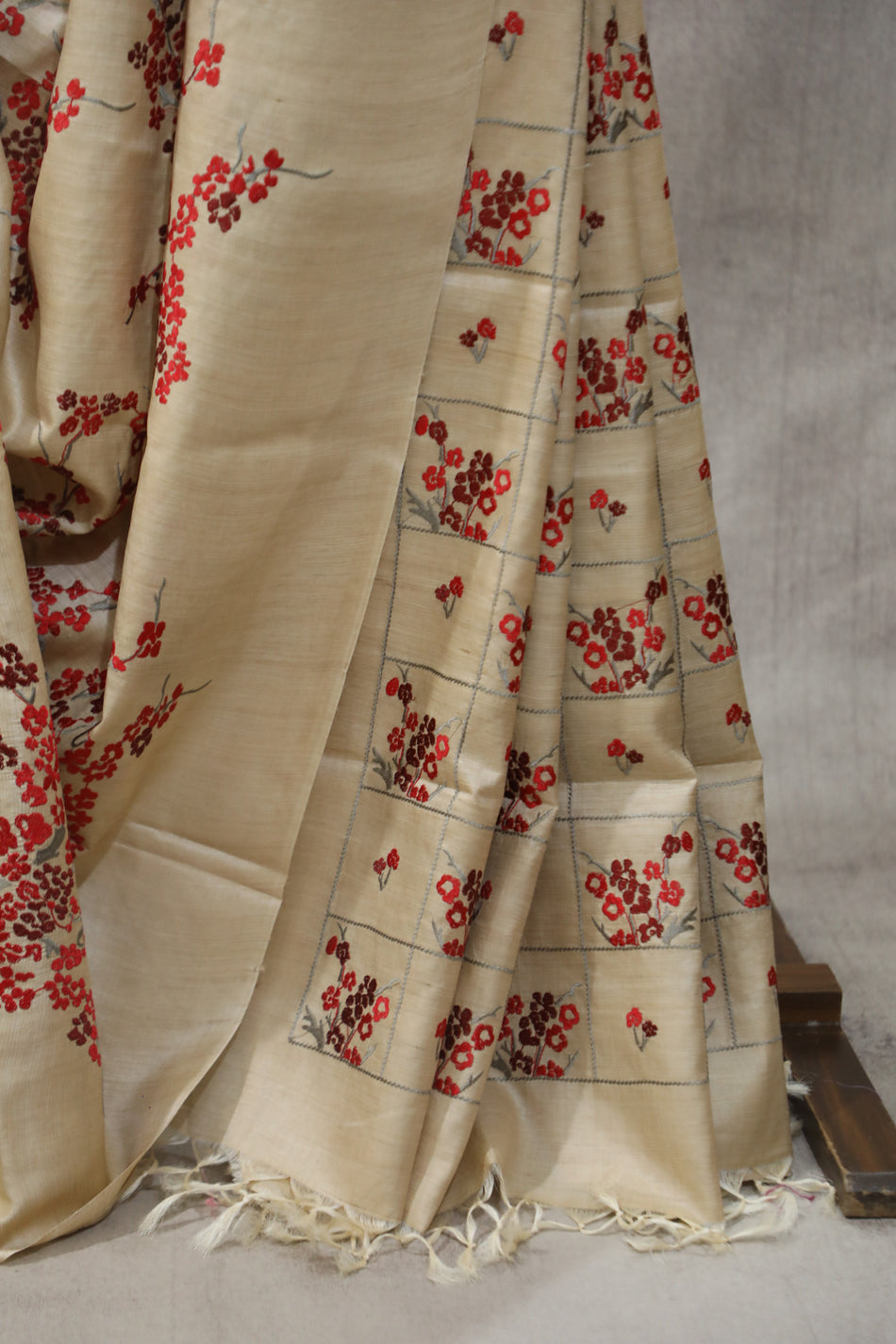 Bhagalpuri Pure Tussar Silk Saree With Beautiful Embroidery Work Saree BSE05