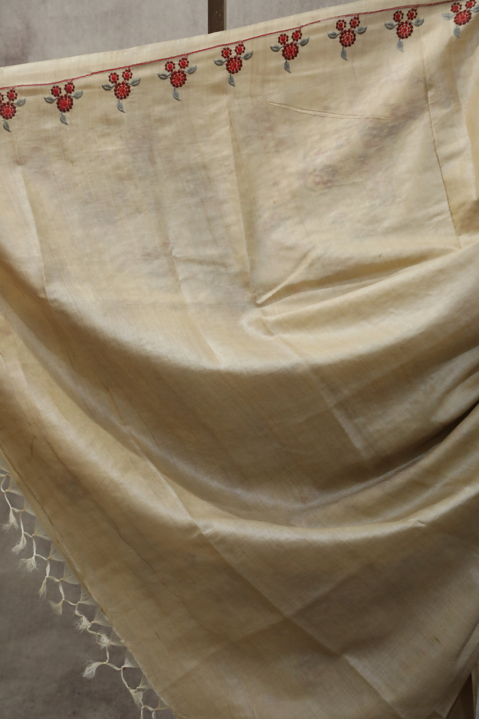 Bhagalpuri Pure Tussar Silk Saree With Beautiful Embroidery Work Saree BSE05