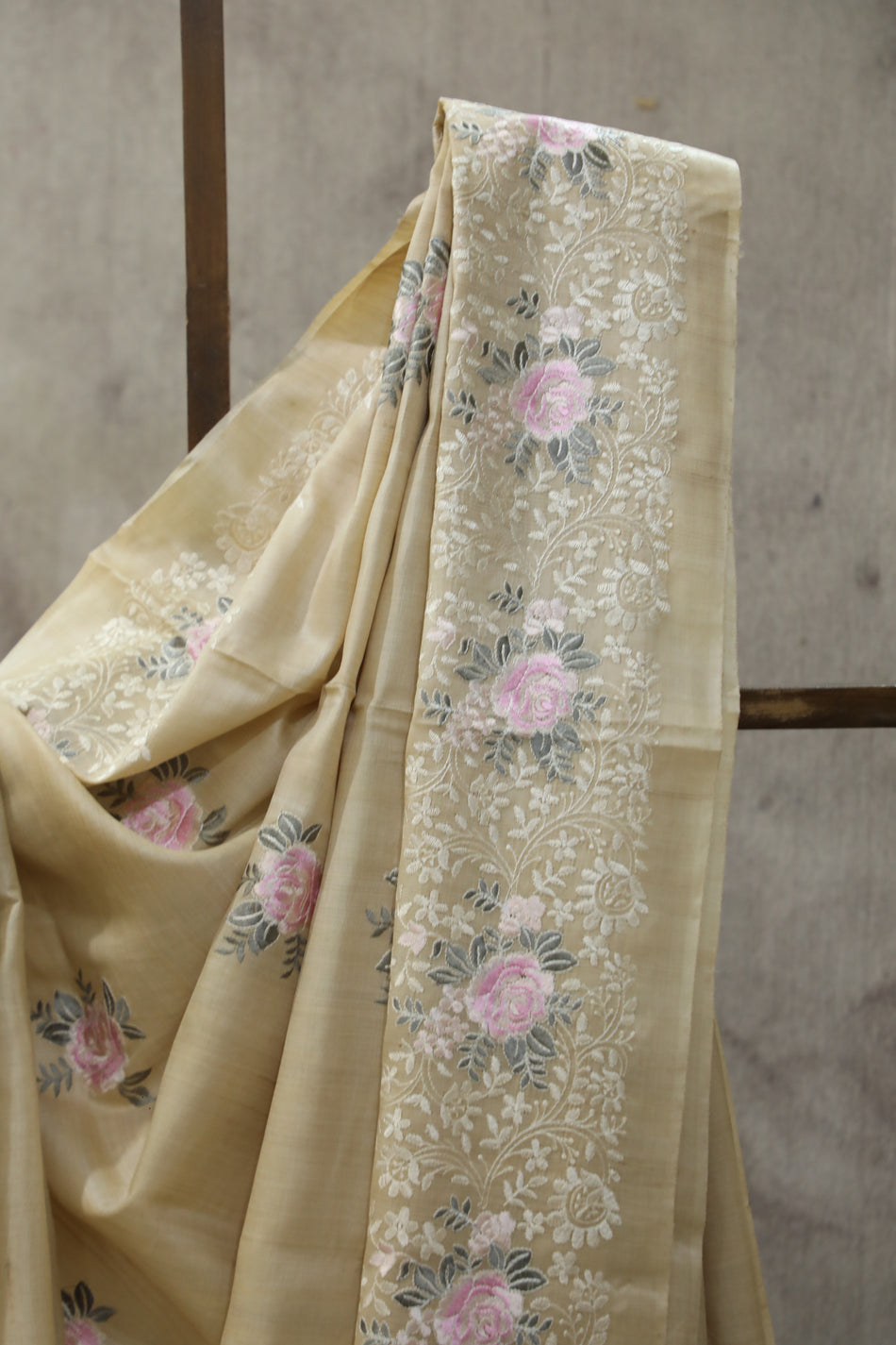 Bhagalpuri Pure Tussar Silk Saree With Beautiful Embroidery Work Saree BSE36