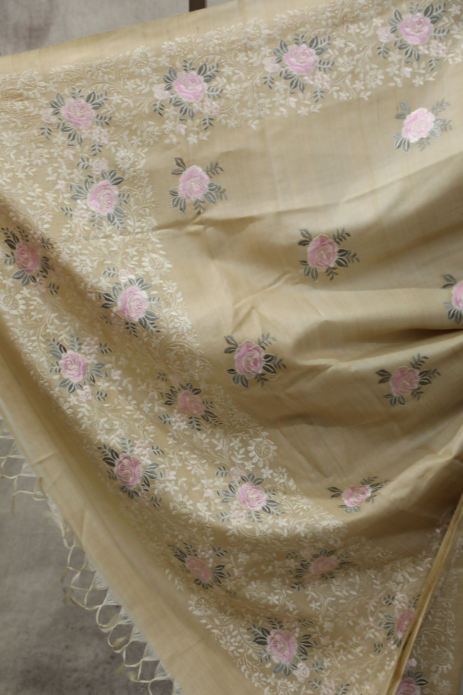 Bhagalpuri Pure Tussar Silk Saree With Beautiful Embroidery Work Saree BSE36