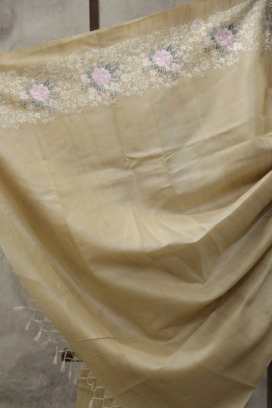 Bhagalpuri Pure Tussar Silk Saree With Beautiful Embroidery Work Saree BSE36