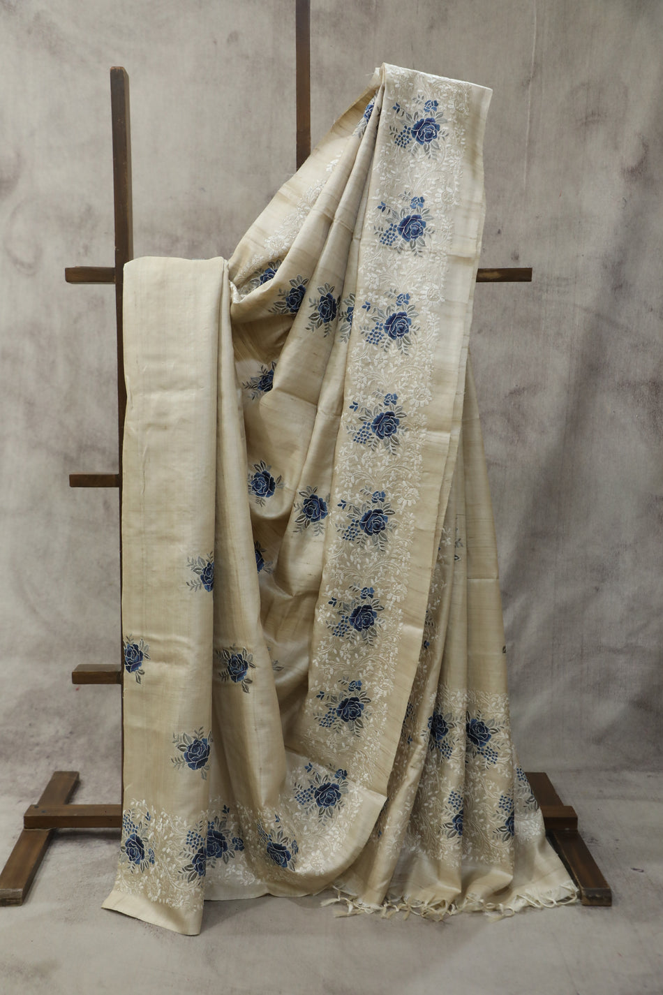 Bhagalpuri Pure Tussar Silk Saree With Beautiful Embroidery Work Saree BSE37