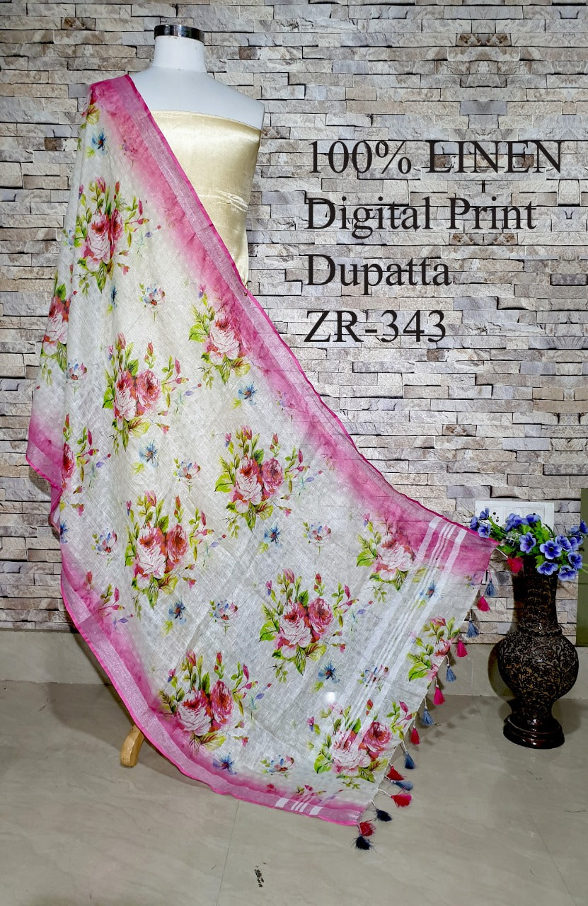 Digital Printed Linen Dupatta PLD02