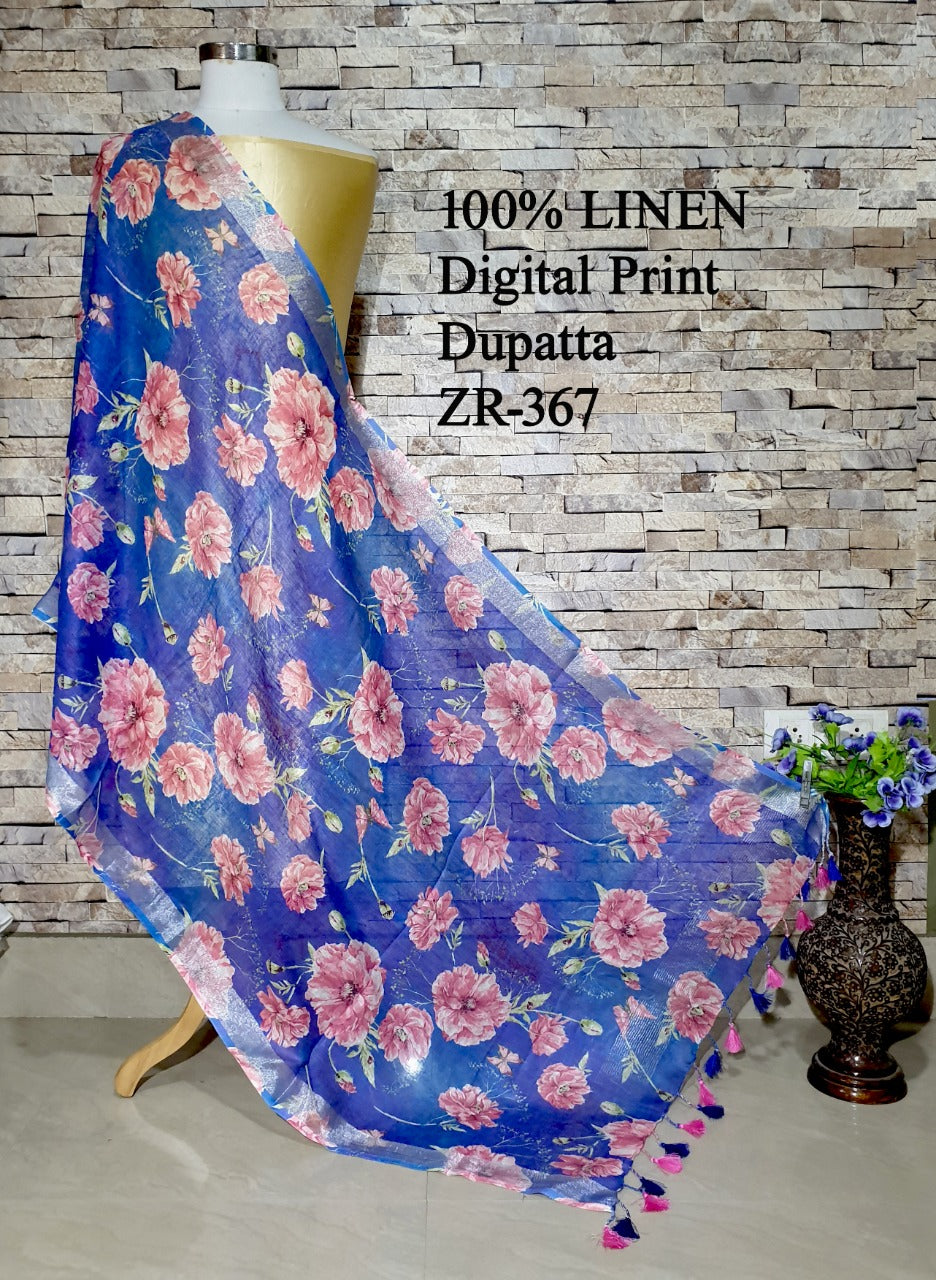 Digital Printed Linen Dupatta PLD03