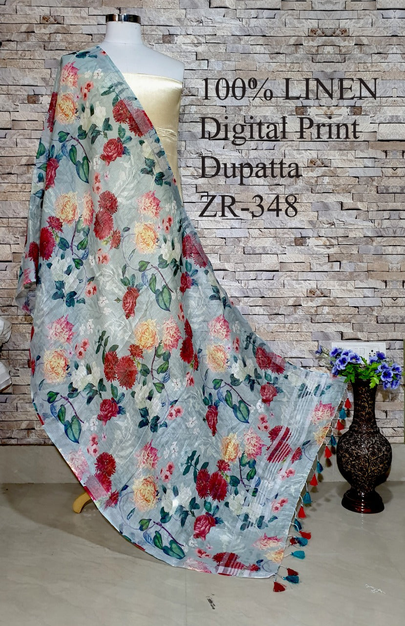 Digital Printed Linen Dupatta PLD04