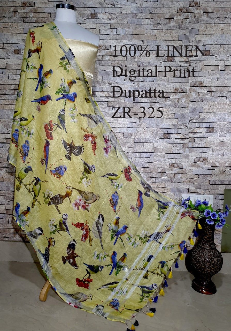 Digital Printed Linen Dupatta PLD06