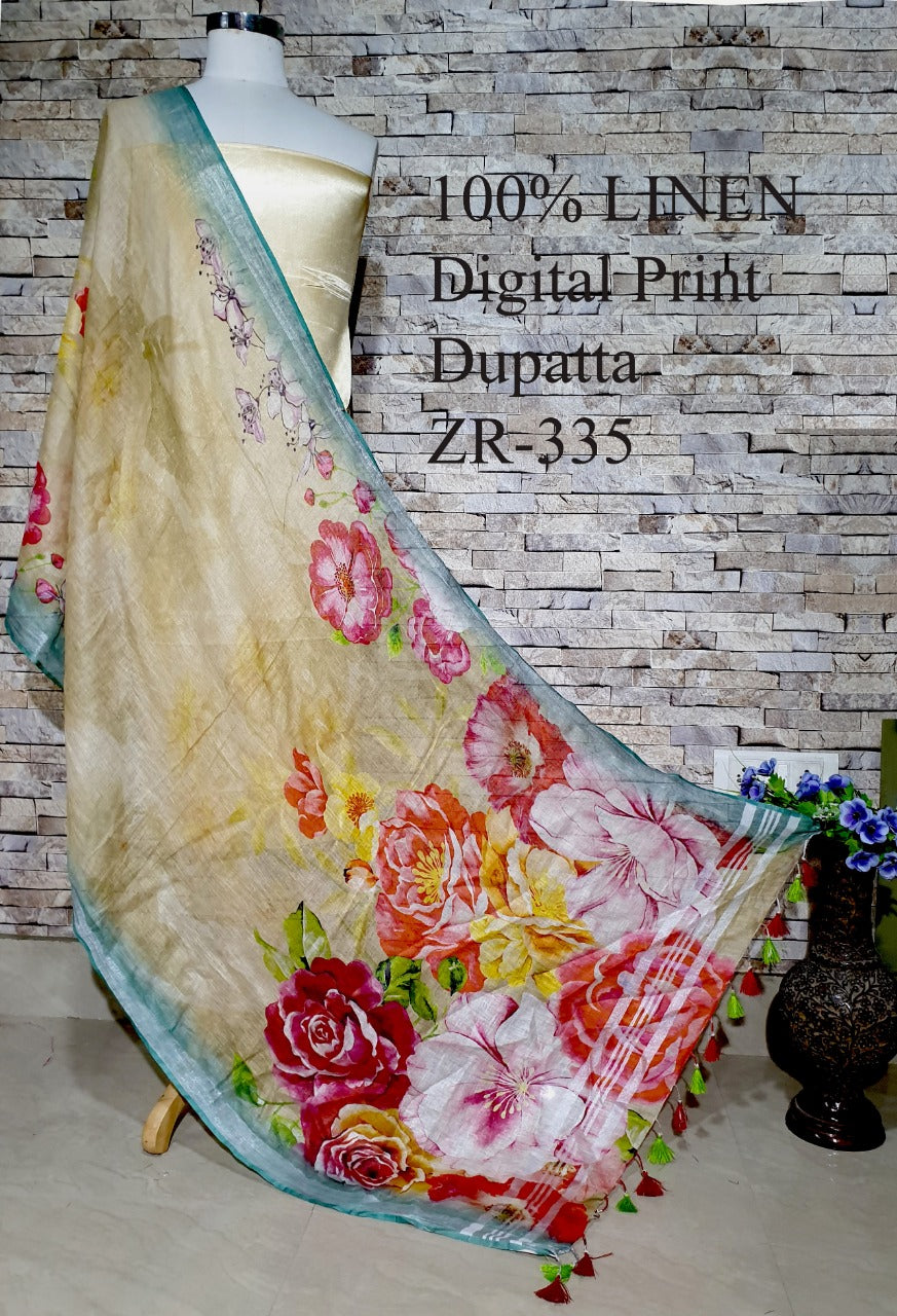 Digital Printed Linen Dupatta PLD07