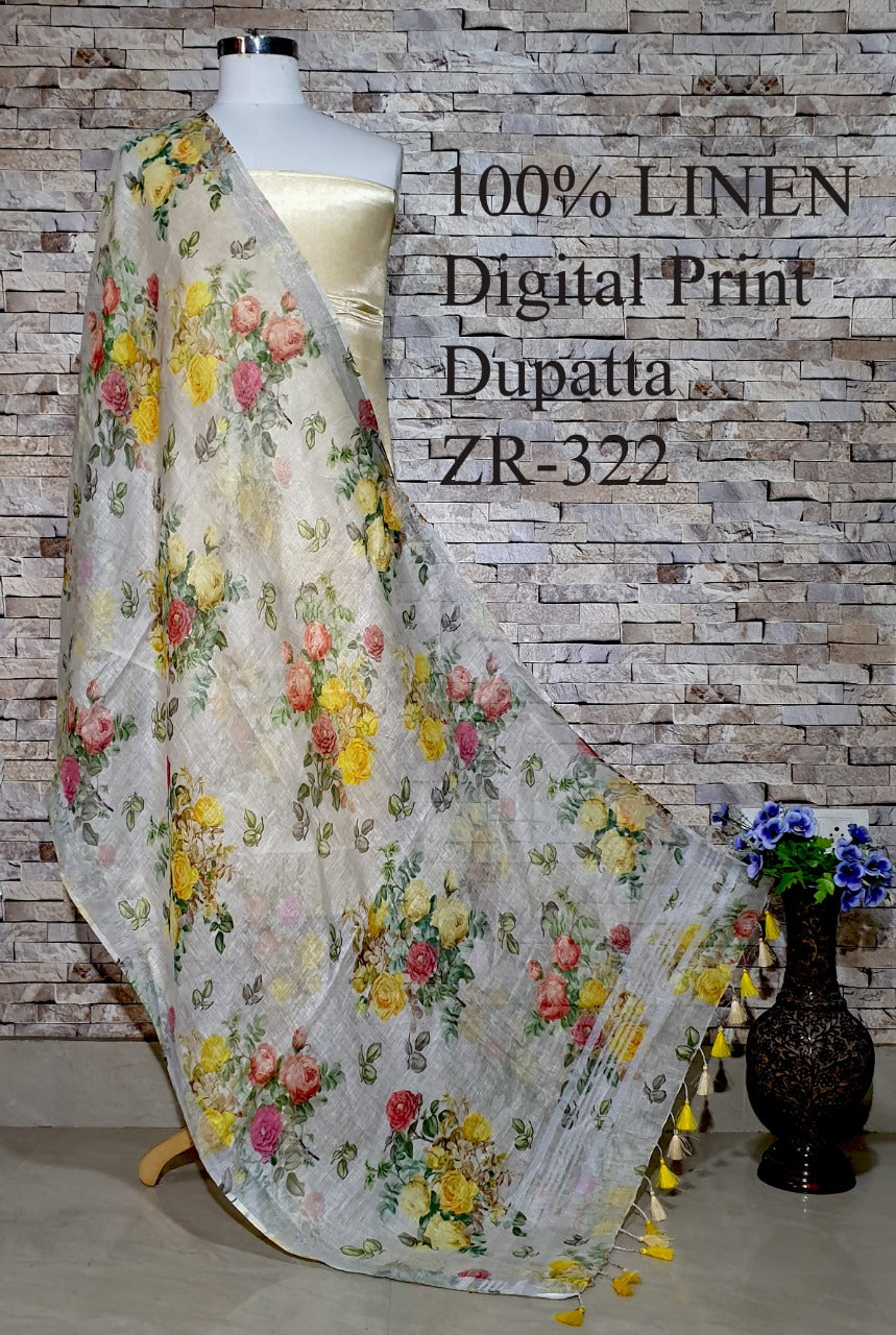 Digital Printed Linen Dupatta PLD10