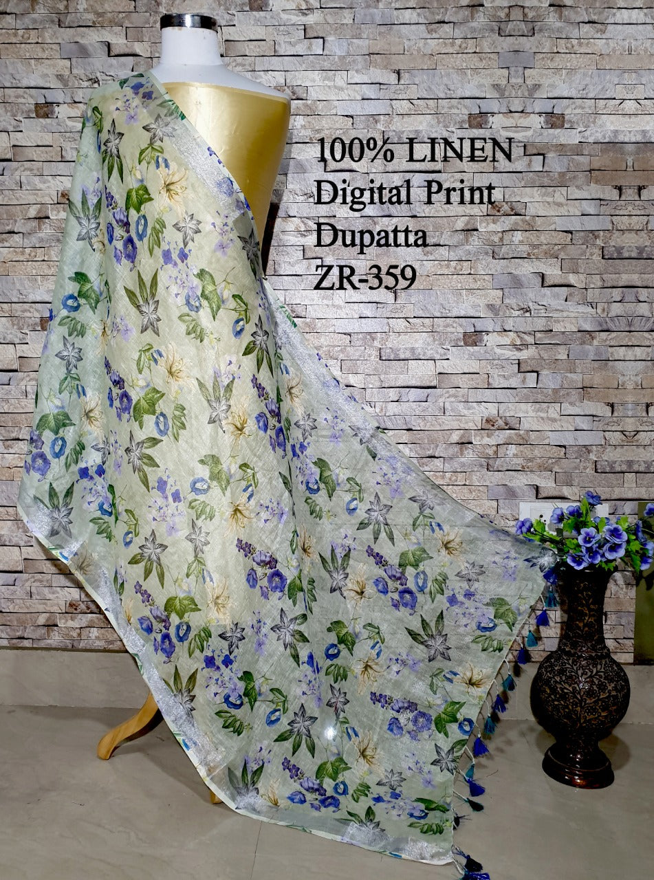 Digital Printed Linen Dupatta PLD11