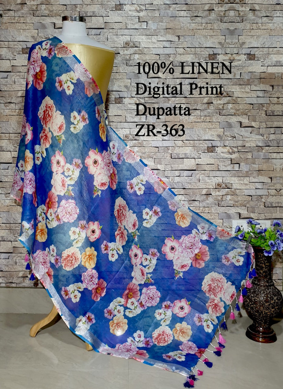 Digital Printed Linen Dupatta PLD12