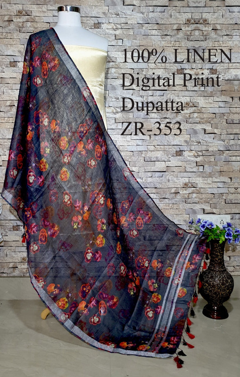 Digital Printed Linen Dupatta PLD16