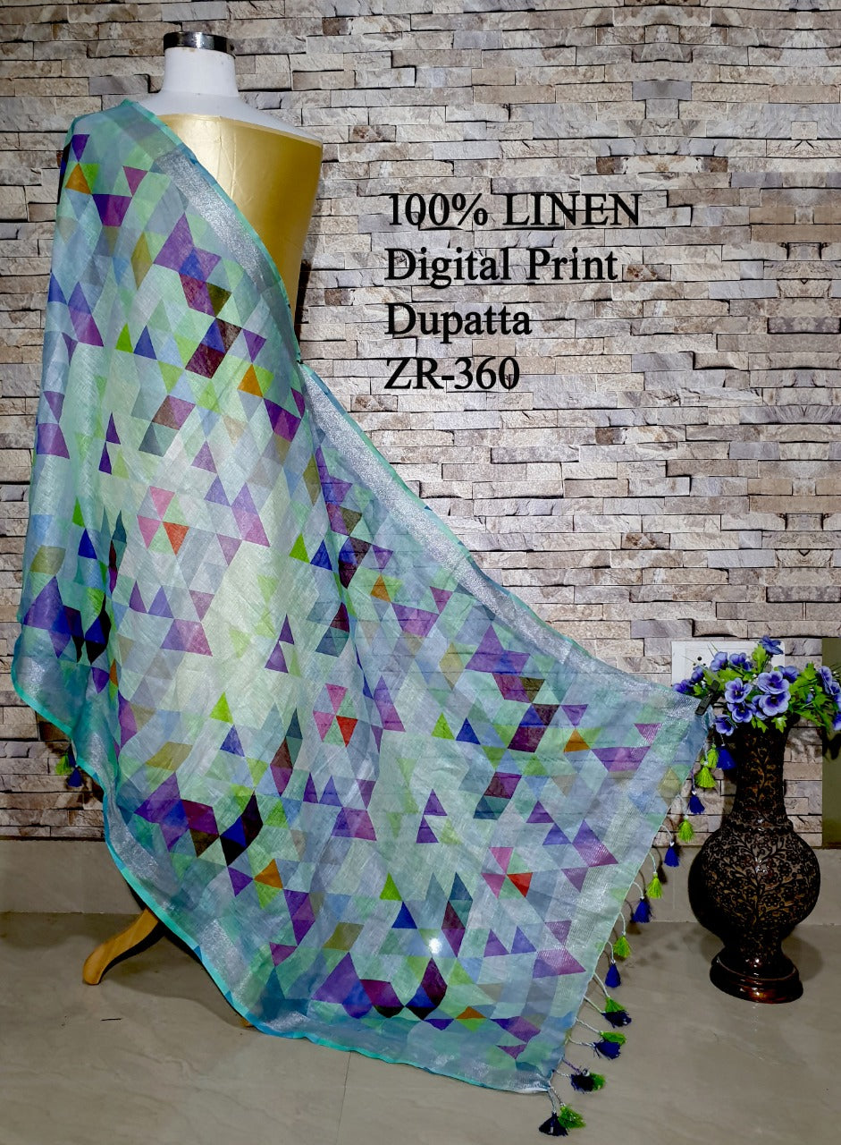 Digital Printed Linen Dupatta PLD18