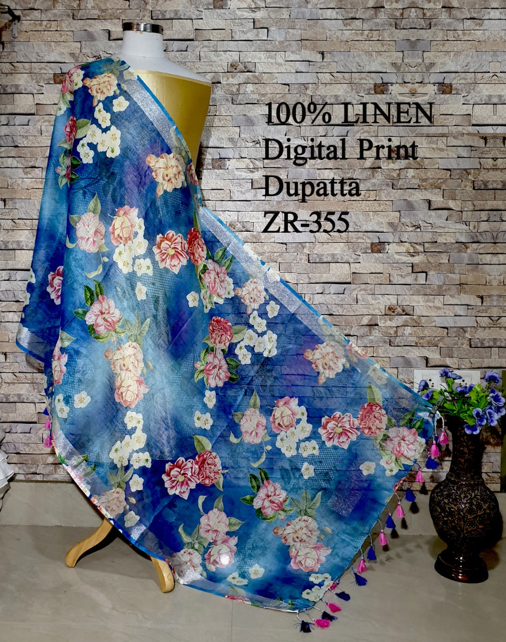 Digital Printed Linen Dupatta PLD19