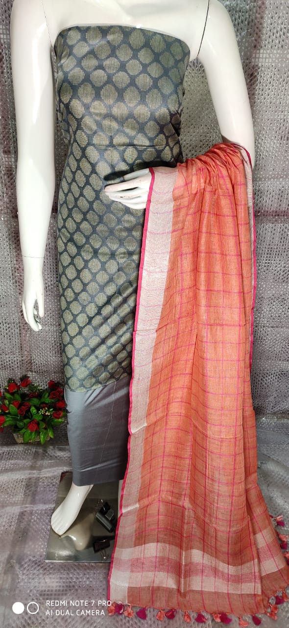 Katan Silk Staple Unstitched Dress Material SUD17
