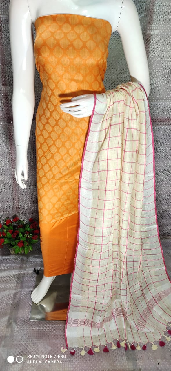Katan Silk Staple Unstitched Dress Material SUD20