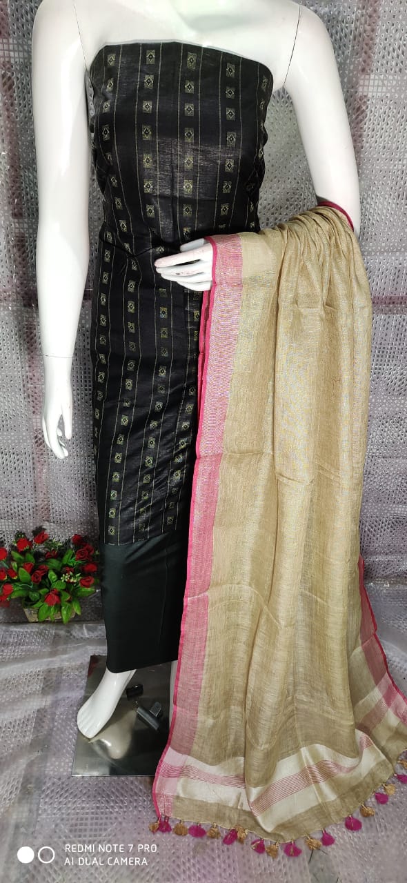 Katan Silk Staple Unstitched Dress Material SUD23