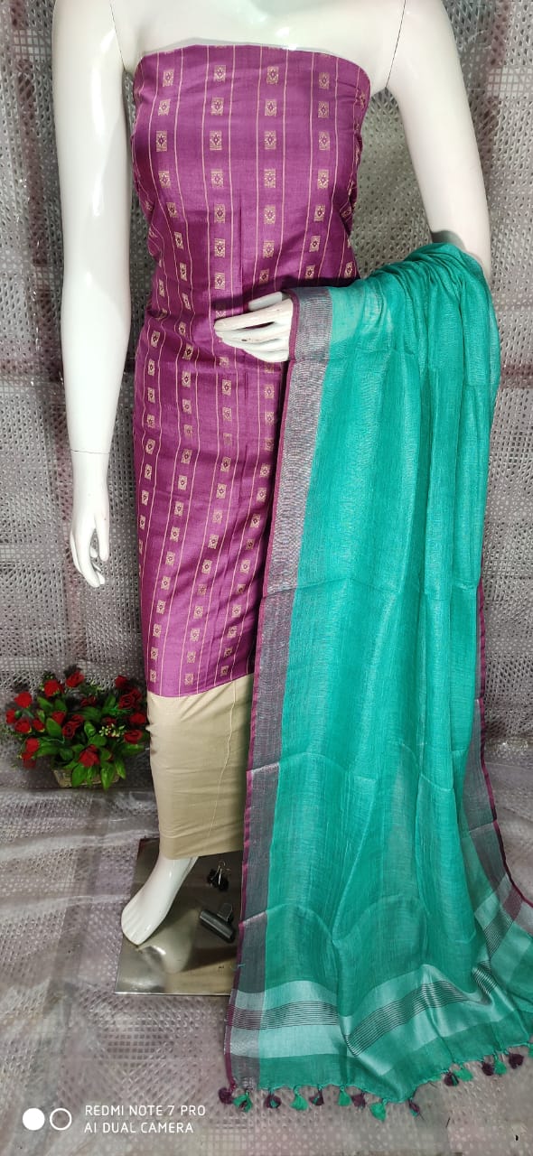 Katan Silk Staple Unstitched Dress Material SUD24