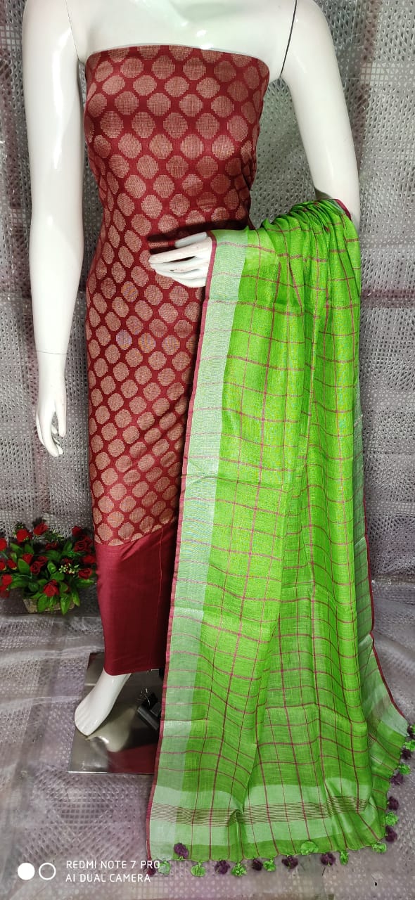 Katan Silk Staple Unstitched Dress Material SUD29