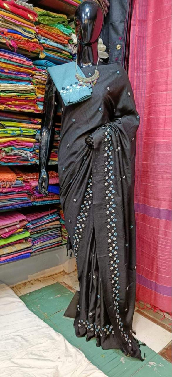 Katan Silk Saree With Beautiful Embroidery Work Saree KSB39