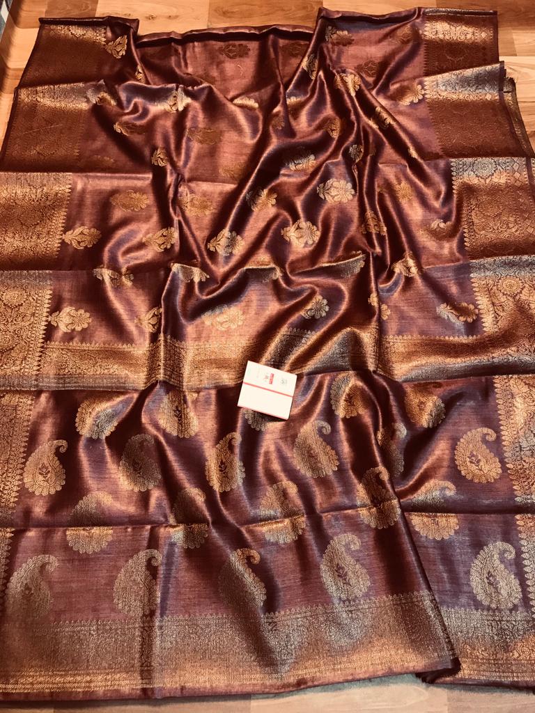 Pure Tussar Munga Banarasi Silk Saree TMS03