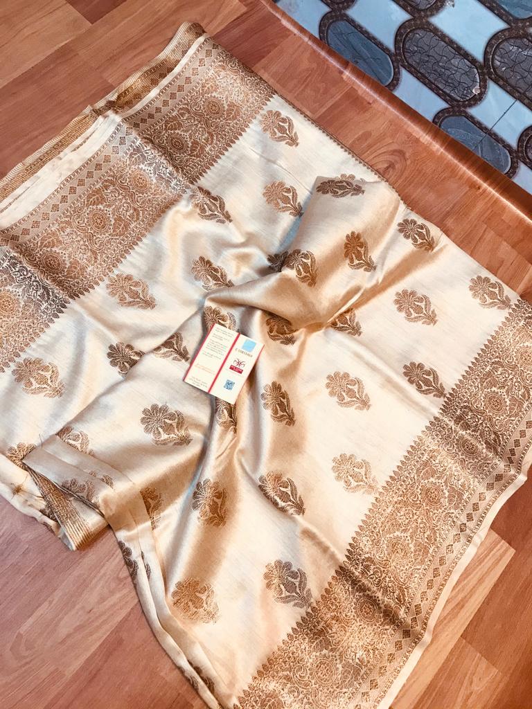 Pure Tussar Munga Banarasi Silk Saree TMS04